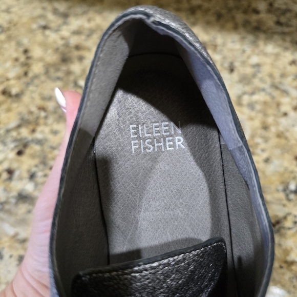 EILEEN FISHER Everly Derby Metallic Silver Leather Laceup Platform Oxford sz 5.5 - Picture 5 of 6